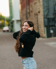 Load image into Gallery viewer, Gold HOPE Ladies BLACK Crop Hoodie
