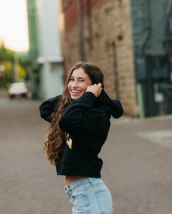 Gold HOPE Ladies BLACK Crop Hoodie