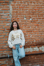 Load image into Gallery viewer, Gold HOPE Ladies WHITE Sponge Fleece Crop Crewneck