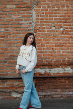 Load image into Gallery viewer, Gold HOPE Ladies WHITE Sponge Fleece Crop Crewneck