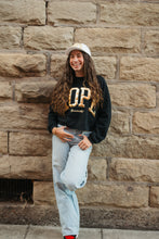 Load image into Gallery viewer, Gold HOPE Ladies BLACK Sponge Fleece Crop Crewneck
