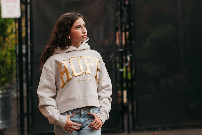 Gold HOPE Ladies BONE Crop Hoodie