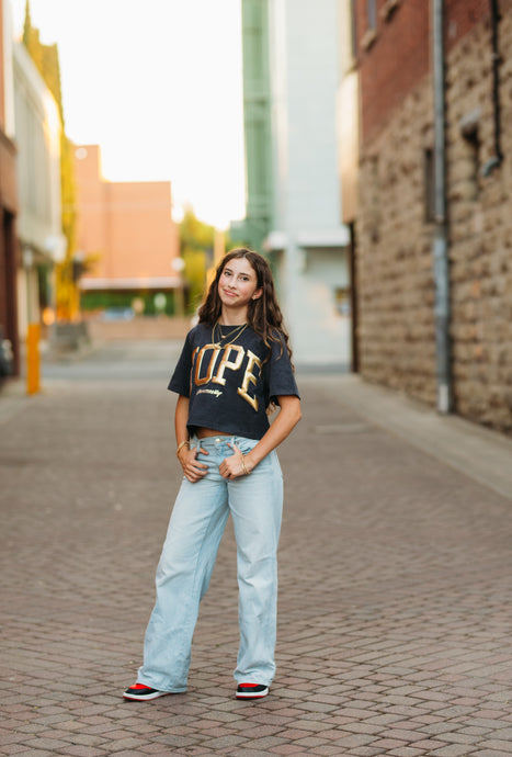 Gold HOPE Ladies Heavy Crop Tee